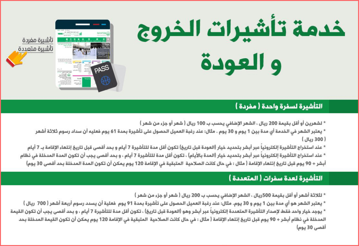الاستعلام عن تأشيرة خروج وعودة 