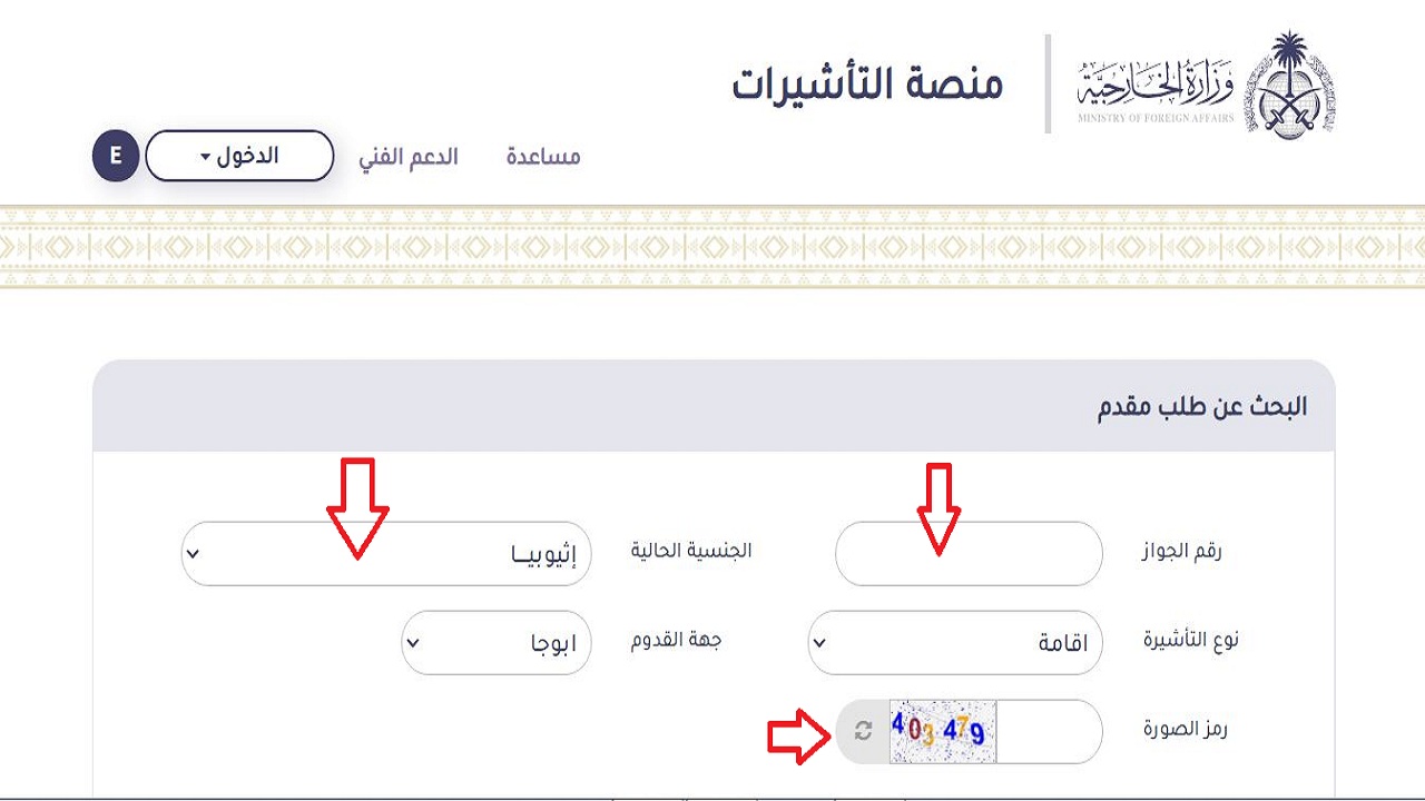 استعلام عن تأشيرة برقم الجواز