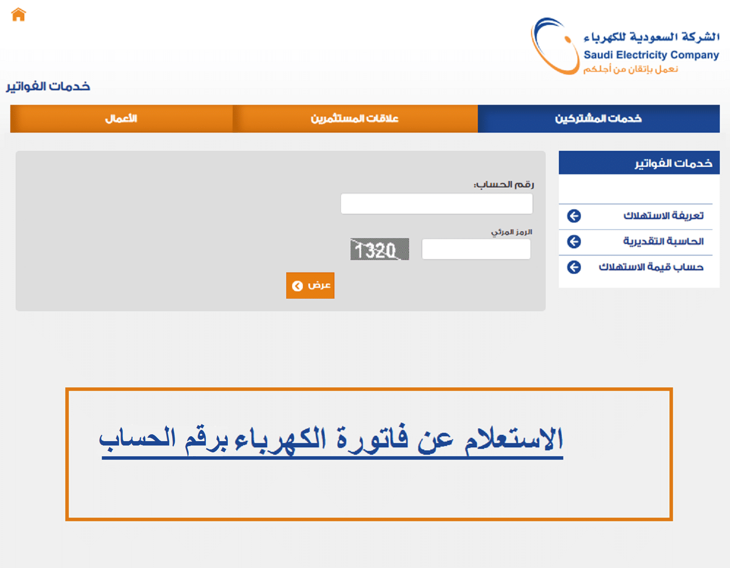 الاستعلام عن فاتورة الكهرباء 