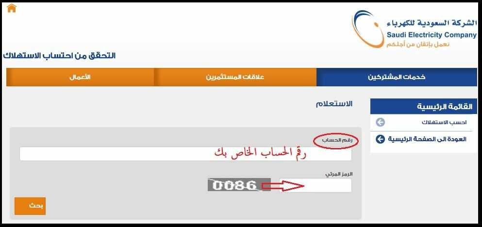 الاستعلام عن فاتورة الكهرباء
