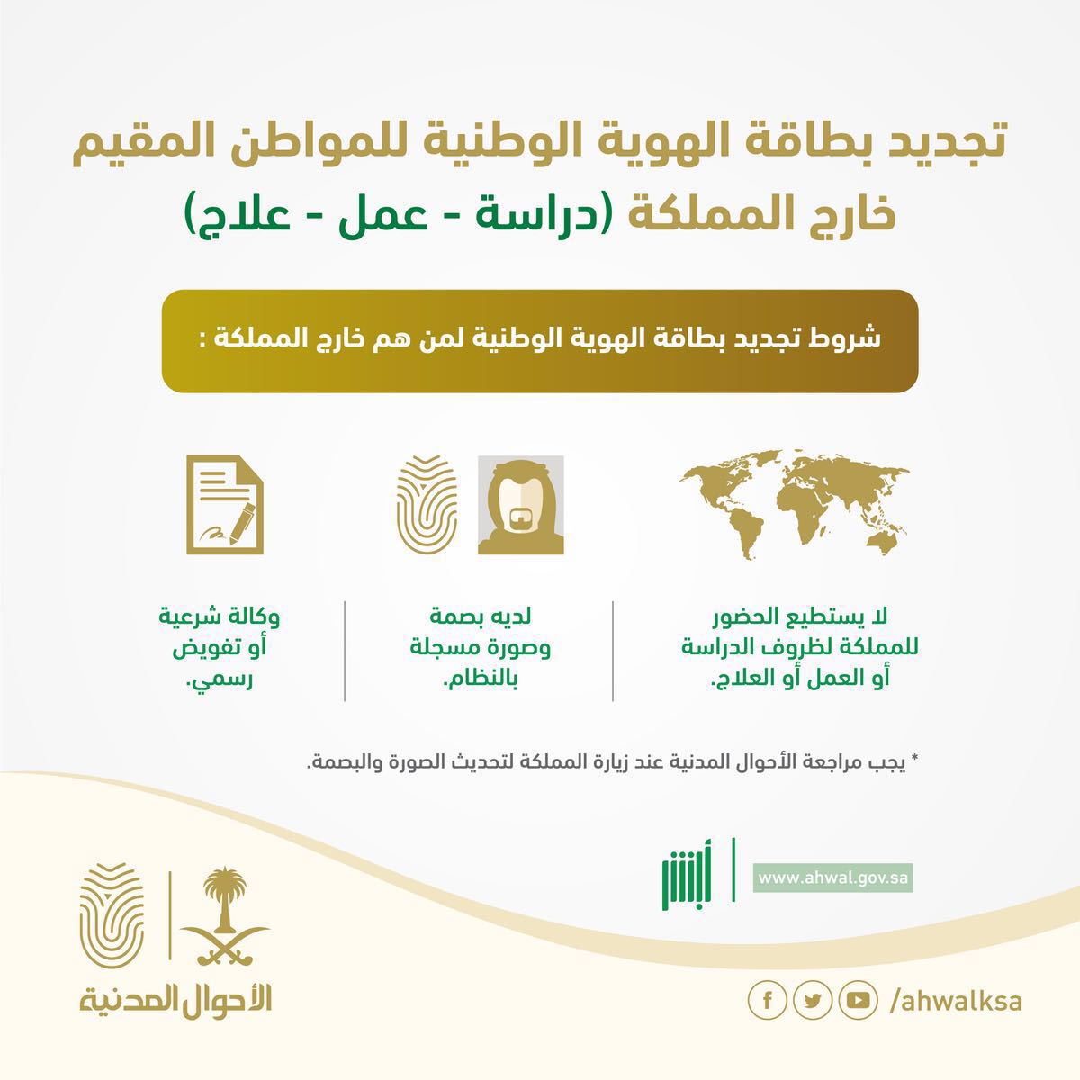 تجديد بطاقة الاحوال