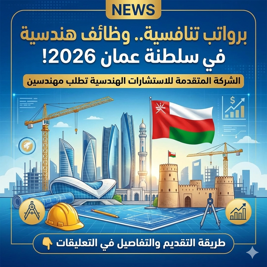 برواتب تنافسية .. مطلوب مهندسين في الشركة المتقدمة للاستشارات الهندسية في سلطنة عمان 2026