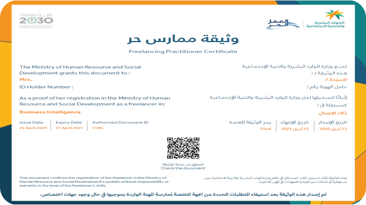 اصدار وثيقة العمل الحر