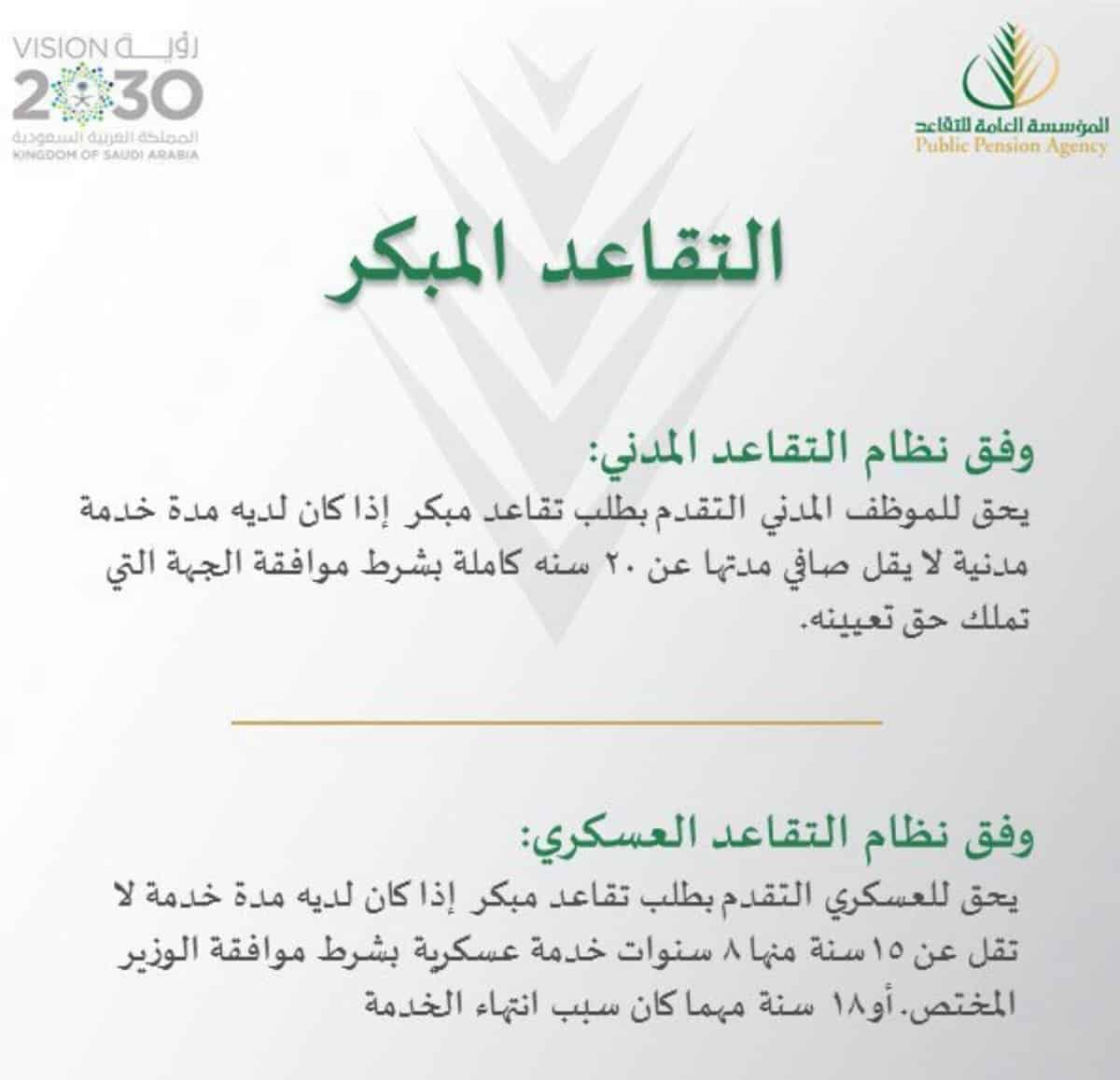 سن المعاش المبكر للسيدات